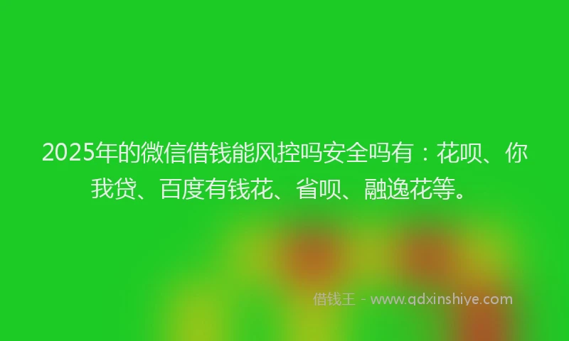 2025年的微信借钱能风控吗安全吗有：花呗、你我贷、百度有钱花、省呗、融逸花等。