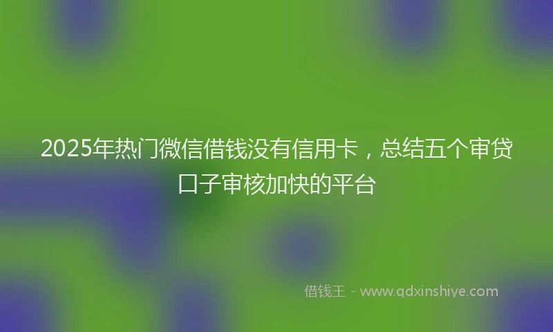 2025年热门微信借钱没有信用卡，总结五个审贷口子审核加快的平台