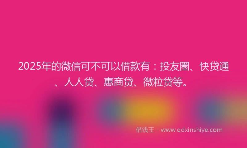 2025年的微信可不可以借款有：投友圈、快贷通、人人贷、惠商贷、微粒贷等。