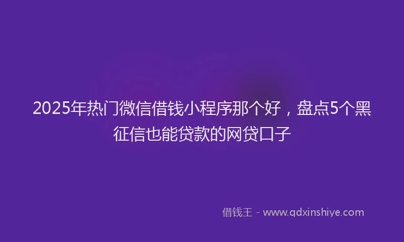 2025年热门微信借钱小程序那个好，盘点5个黑征信也能贷款的网贷口子