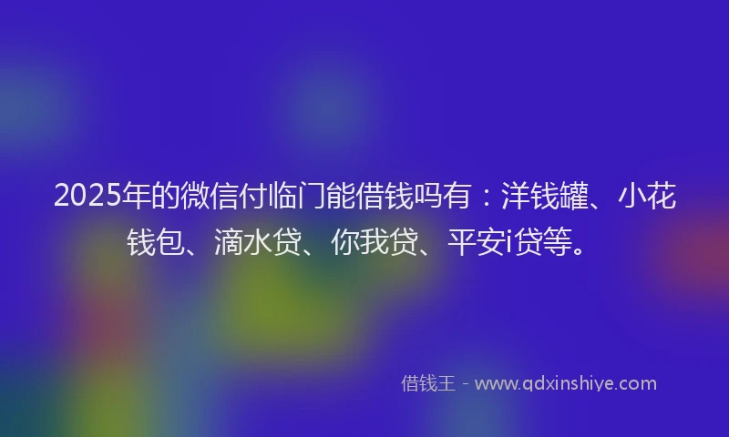2025年的微信付临门能借钱吗有：洋钱罐、小花钱包、滴水贷、你我贷、平安i贷等。