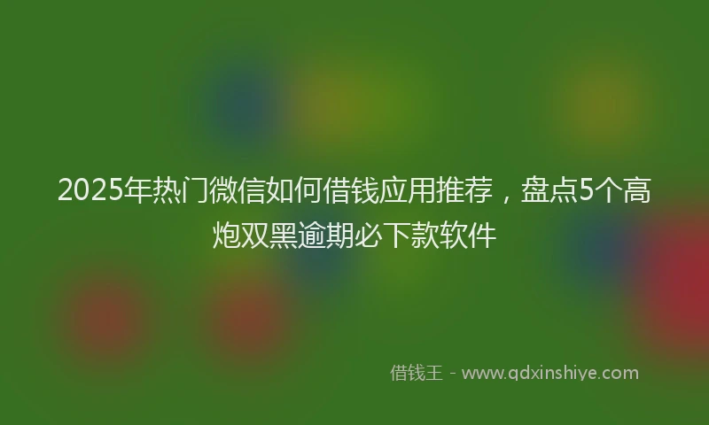 2025年热门微信如何借钱应用推荐，盘点5个高炮双黑逾期必下款软件