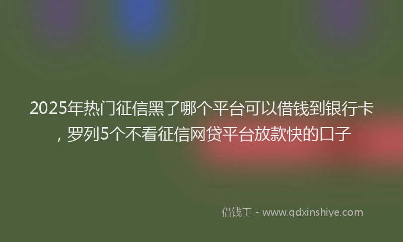 2025年热门征信黑了哪个平台可以借钱到银行卡，罗列5个不看征信网贷平台放款快的口子