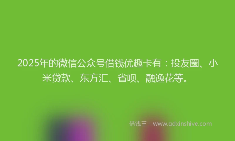 2025年的微信公众号借钱优趣卡有：投友圈、小米贷款、东方汇、省呗、融逸花等。