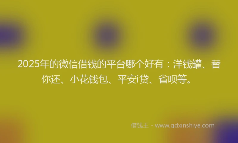 2025年的微信借钱的平台哪个好有：洋钱罐、替你还、小花钱包、平安i贷、省呗等。