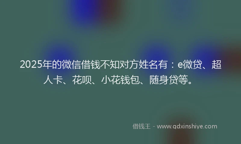 2025年的微信借钱不知对方姓名有：e微贷、超人卡、花呗、小花钱包、随身贷等。