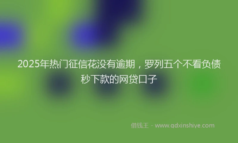 2025年热门征信花没有逾期，罗列五个不看负债秒下款的网贷口子