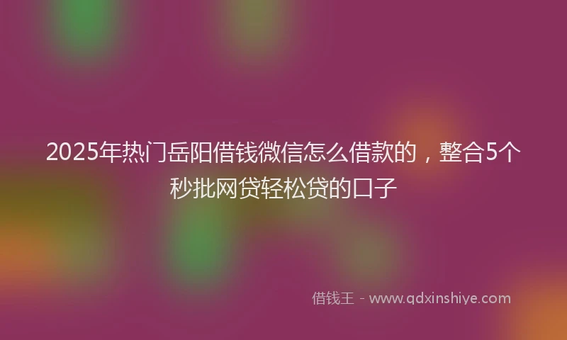 2025年热门岳阳借钱微信怎么借款的，整合5个秒批网贷轻松贷的口子