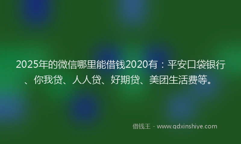 2025年的微信哪里能借钱2020有：平安口袋银行、你我贷、人人贷、好期贷、美团生活费等。
