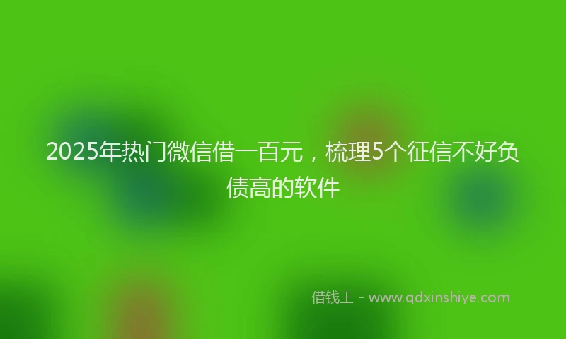 2025年热门微信借一百元，梳理5个征信不好负债高的软件