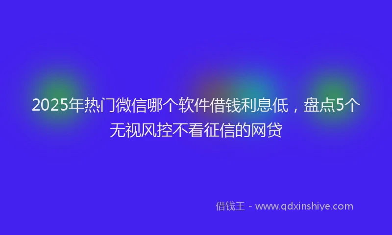 2025年热门微信哪个软件借钱利息低，盘点5个无视风控不看征信的网贷