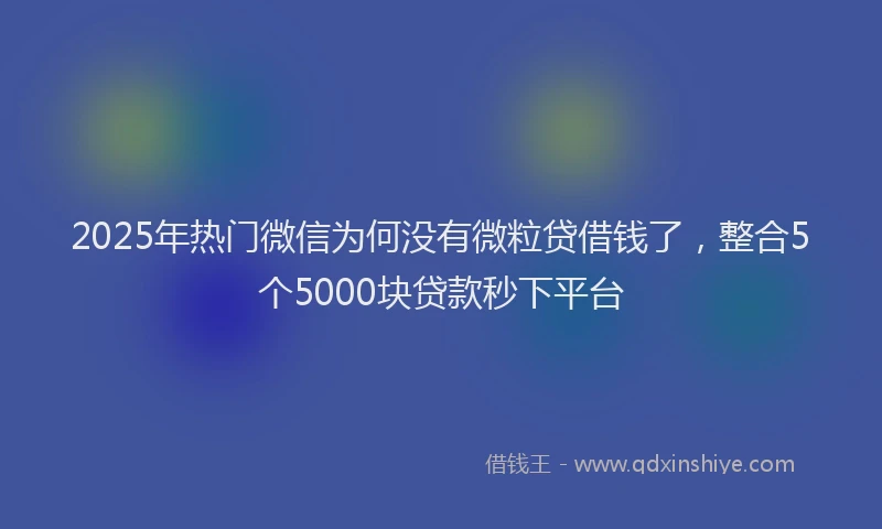2025年热门微信为何没有微粒贷借钱了，整合5个5000块贷款秒下平台