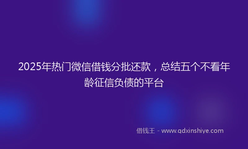 2025年热门微信借钱分批还款，总结五个不看年龄征信负债的平台