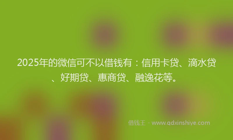 2025年的微信可不以借钱有：信用卡贷、滴水贷、好期贷、惠商贷、融逸花等。