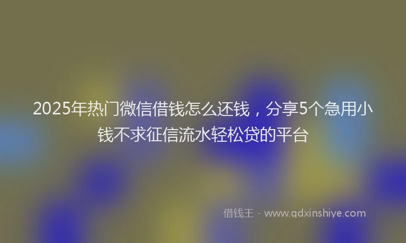 2025年热门微信借钱怎么还钱，分享5个急用小钱不求征信流水轻松贷的平台