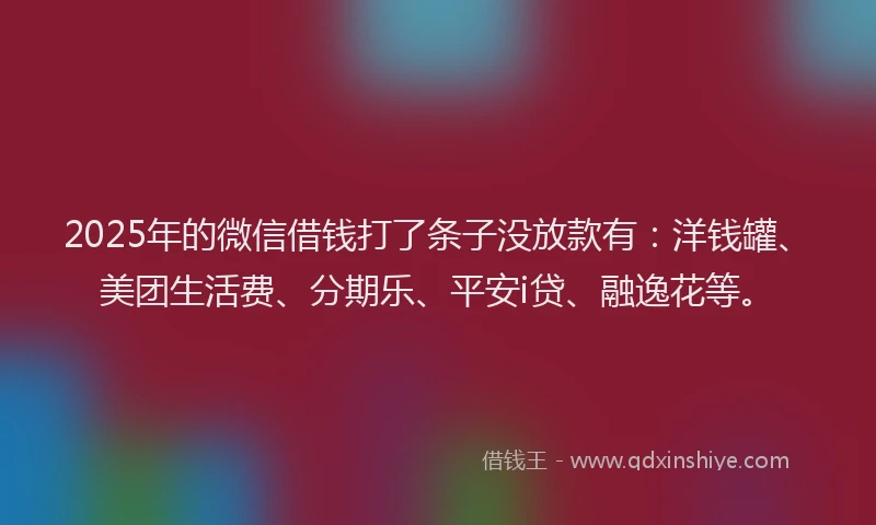 2025年的微信借钱打了条子没放款有：洋钱罐、美团生活费、分期乐、平安i贷、融逸花等。