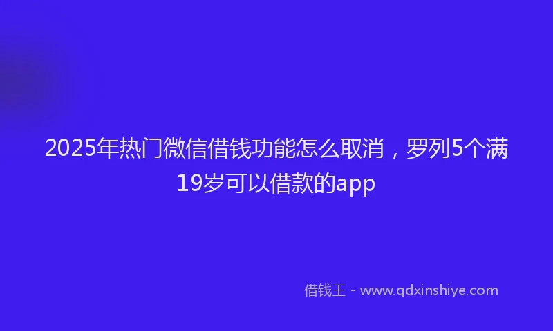 2025年热门微信借钱功能怎么取消，罗列5个满19岁可以借款的app