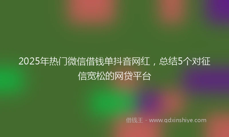 2025年热门微信借钱单抖音网红，总结5个对征信宽松的网贷平台