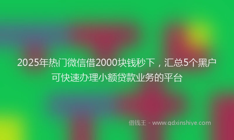2025年热门微信借2000块钱秒下，汇总5个黑户可快速办理小额贷款业务的平台