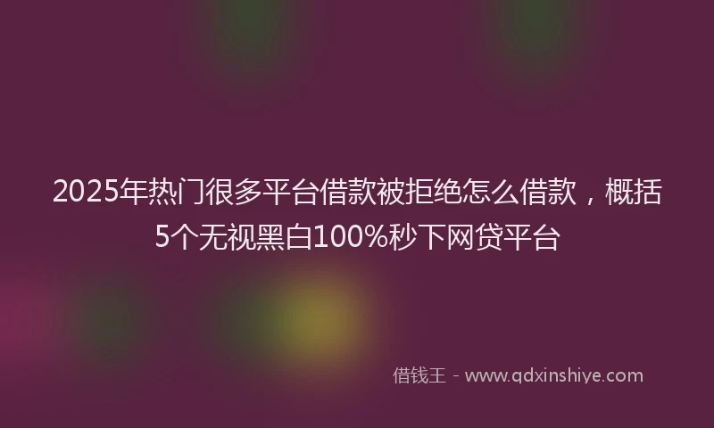 2025年热门很多平台借款被拒绝怎么借款，概括5个无视黑白100%秒下网贷平台