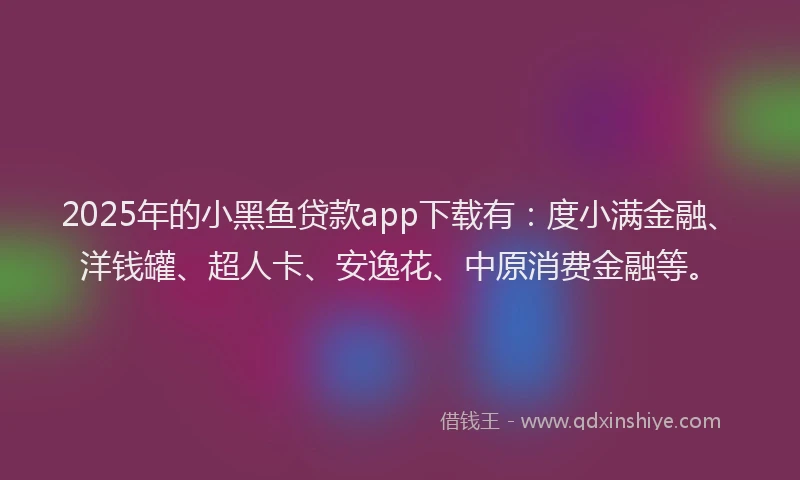 2025年的小黑鱼贷款app下载有：度小满金融、洋钱罐、超人卡、安逸花、中原消费金融等。