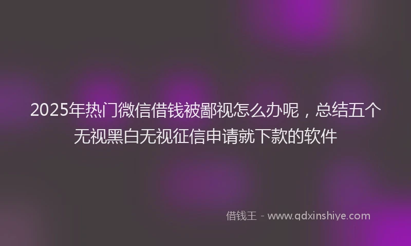 2025年热门微信借钱被鄙视怎么办呢，总结五个无视黑白无视征信申请就下款的软件