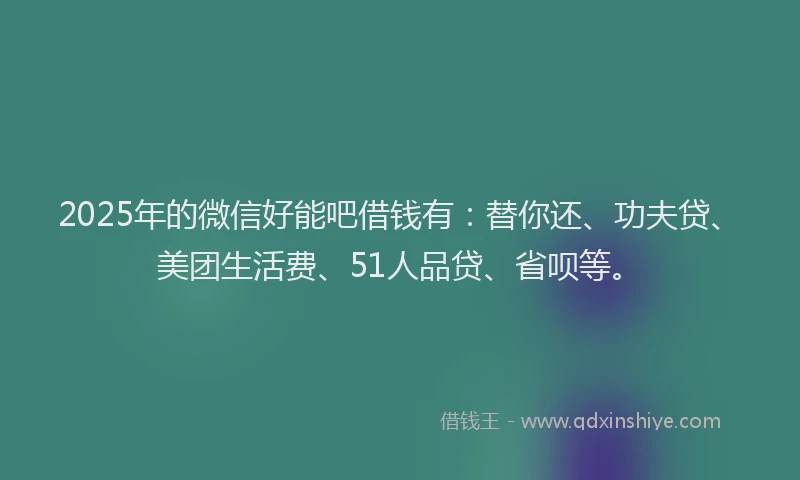 2025年的微信好能吧借钱有：替你还、功夫贷、美团生活费、51人品贷、省呗等。