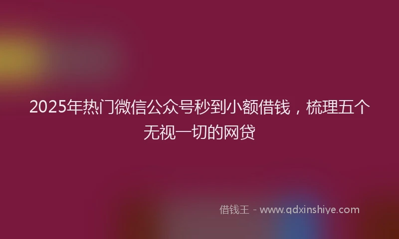 2025年热门微信公众号秒到小额借钱，梳理五个无视一切的网贷