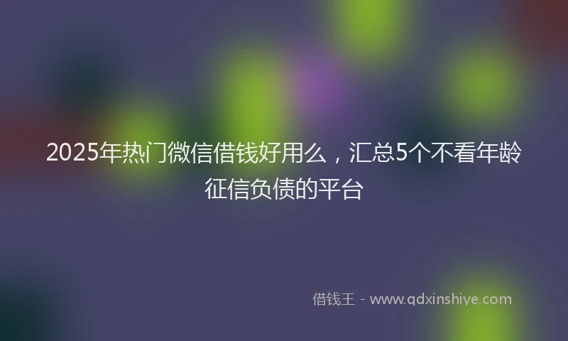 2025年热门微信借钱好用么，汇总5个不看年龄征信负债的平台