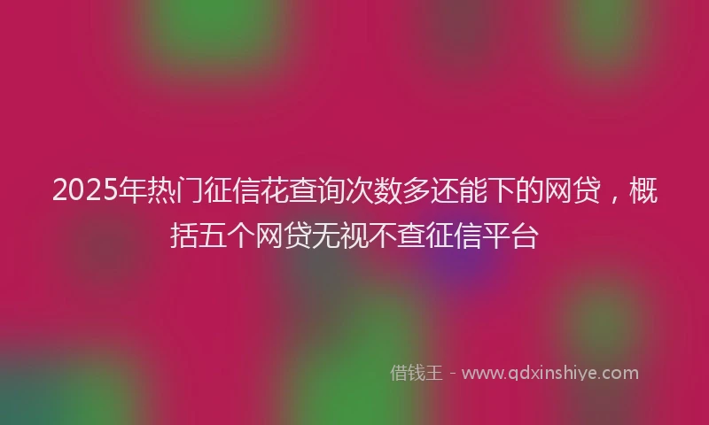 2025年热门征信花查询次数多还能下的网贷，概括五个网贷无视不查征信平台