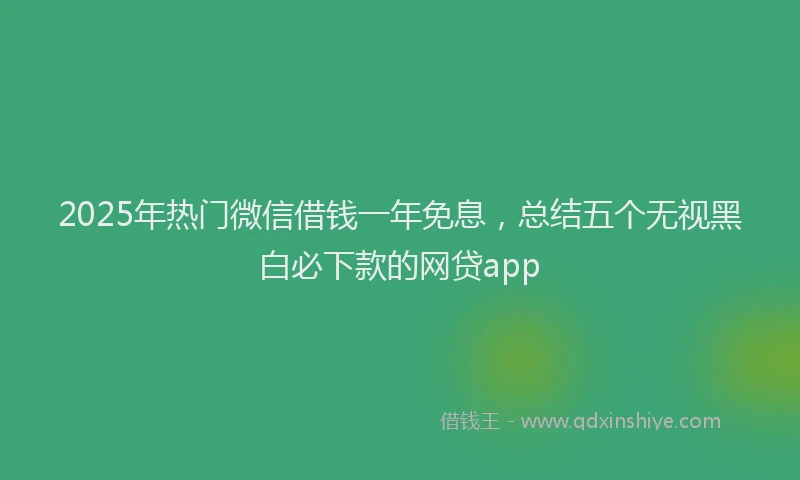 2025年热门微信借钱一年免息，总结五个无视黑白必下款的网贷app