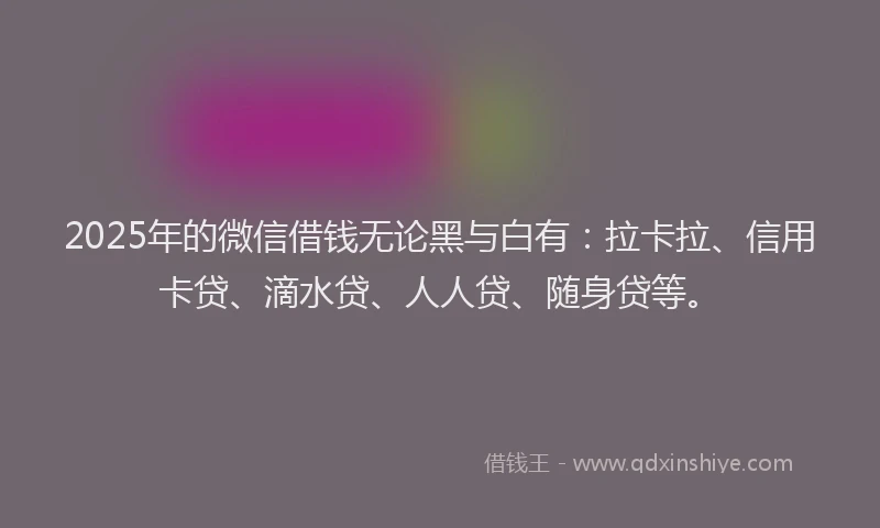 2025年的微信借钱无论黑与白有：拉卡拉、信用卡贷、滴水贷、人人贷、随身贷等。