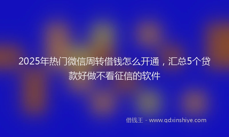 2025年热门微信周转借钱怎么开通，汇总5个贷款好做不看征信的软件