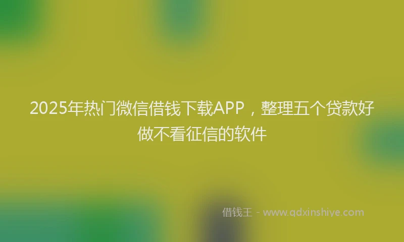 2025年热门微信借钱下载APP，整理五个贷款好做不看征信的软件