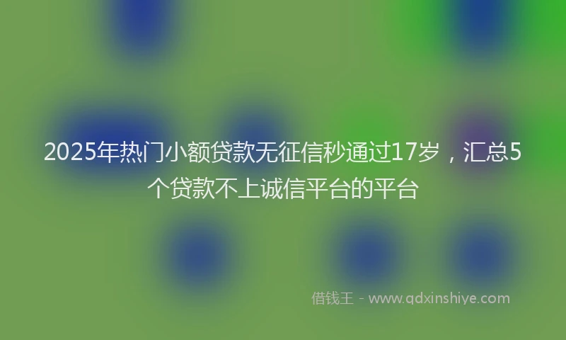 2025年热门小额贷款无征信秒通过17岁，汇总5个贷款不上诚信平台的平台