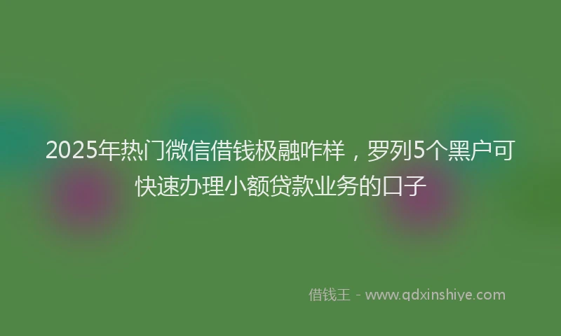 2025年热门微信借钱极融咋样，罗列5个黑户可快速办理小额贷款业务的口子