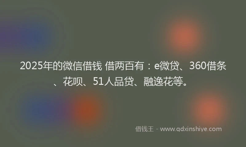 2025年的微信借钱 借两百有：e微贷、360借条、花呗、51人品贷、融逸花等。