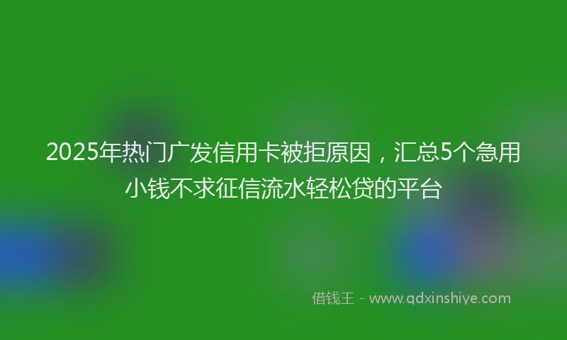 2025年热门广发信用卡被拒原因，汇总5个急用小钱不求征信流水轻松贷的平台