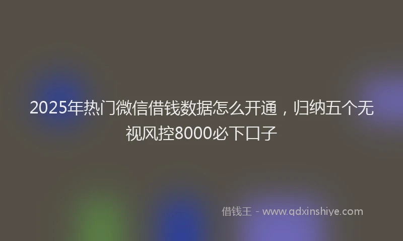 2025年热门微信借钱数据怎么开通，归纳五个无视风控8000必下口子