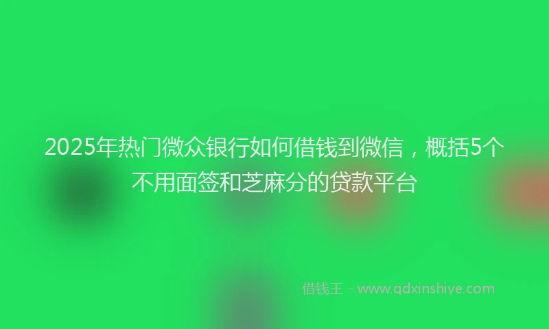 2025年热门微众银行如何借钱到微信，概括5个不用面签和芝麻分的贷款平台