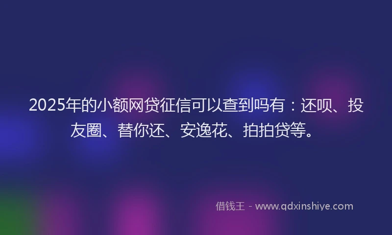 2025年的小额网贷征信可以查到吗有：还呗、投友圈、替你还、安逸花、拍拍贷等。