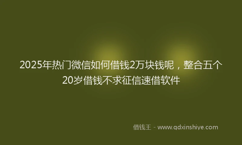 2025年热门微信如何借钱2万块钱呢，整合五个20岁借钱不求征信速借软件