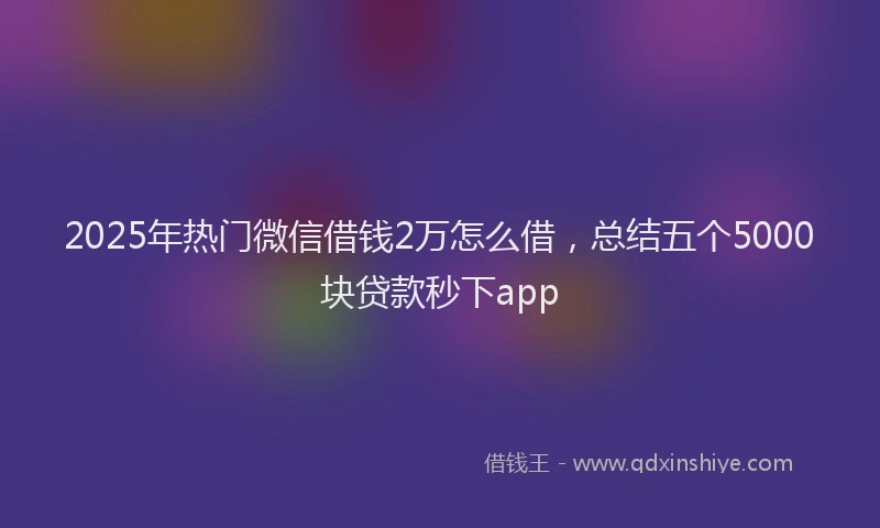 2025年热门微信借钱2万怎么借，总结五个5000块贷款秒下app