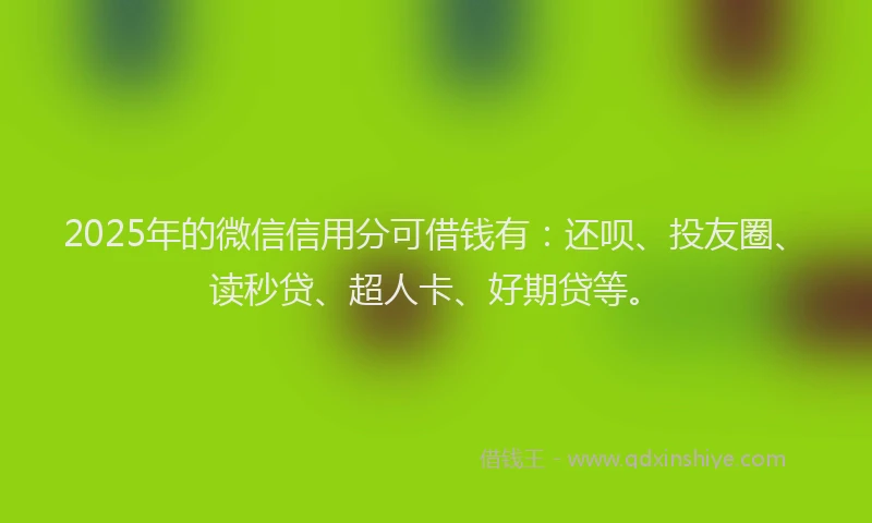 2025年的微信信用分可借钱有：还呗、投友圈、读秒贷、超人卡、好期贷等。