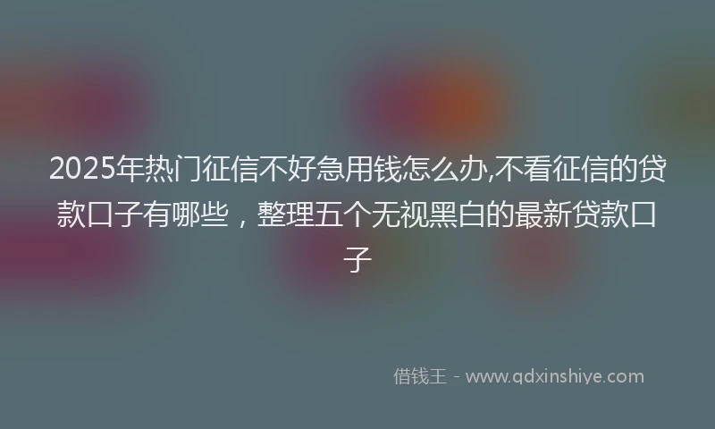 2025年热门征信不好急用钱怎么办,不看征信的贷款口子有哪些，整理五个无视黑白的最新贷款口子