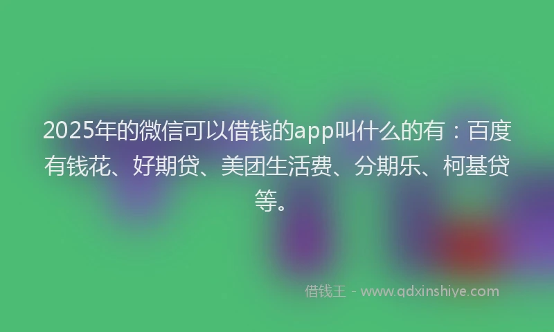 2025年的微信可以借钱的app叫什么的有：百度有钱花、好期贷、美团生活费、分期乐、柯基贷等。