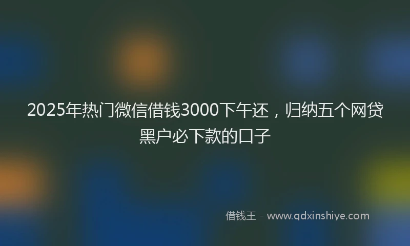 2025年热门微信借钱3000下午还，归纳五个网贷黑户必下款的口子