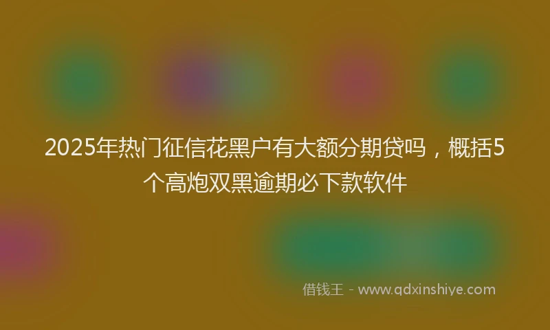 2025年热门征信花黑户有大额分期贷吗，概括5个高炮双黑逾期必下款软件