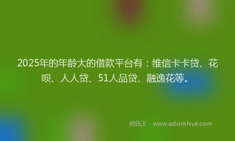 2025年的年龄大的借款平台有：维信卡卡贷、花呗、人人贷、51人品贷、融逸花等。