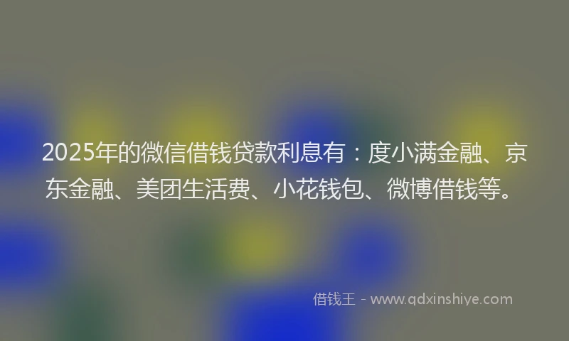 2025年的微信借钱贷款利息有：度小满金融、京东金融、美团生活费、小花钱包、微博借钱等。